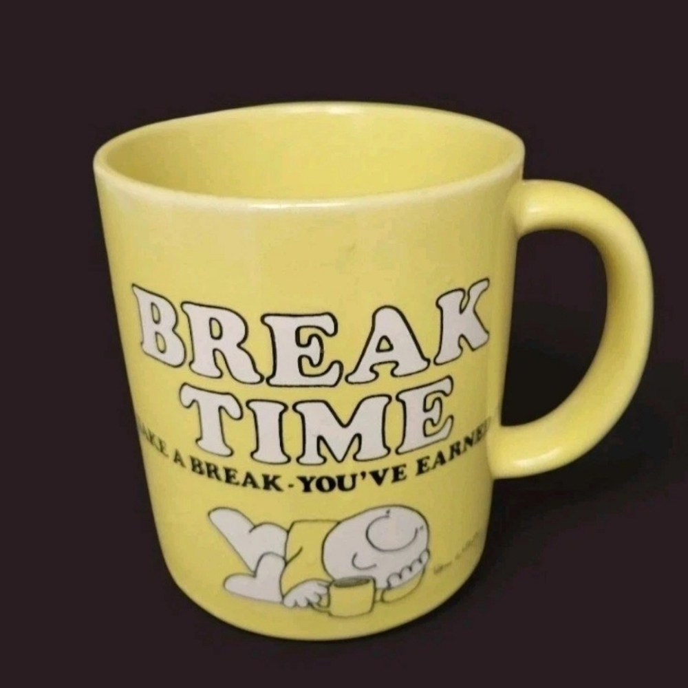 Vintage 1980 Yellow Ziggy Break Time Coffee Mug Cup Stoneware Tom Wilson 12oz